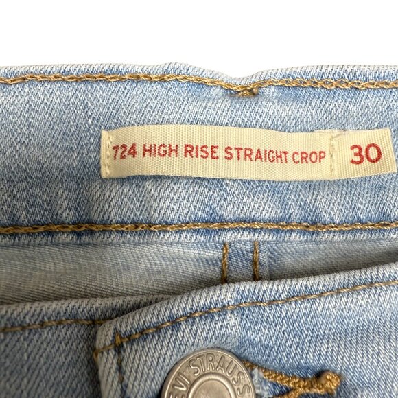Women's LEVI'S 724‎ High Rise Straight Crop in Light Distressed Blue | Size 30 - Picture 7 of 8